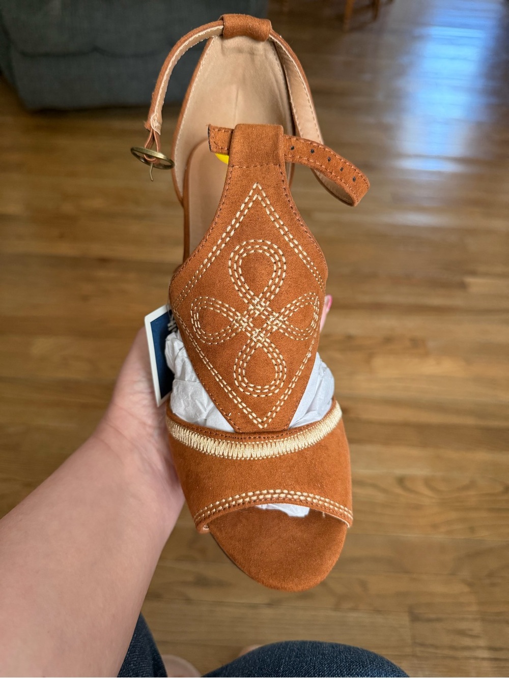 Restricted Rust and tan Suede Ankle-Strap Heel